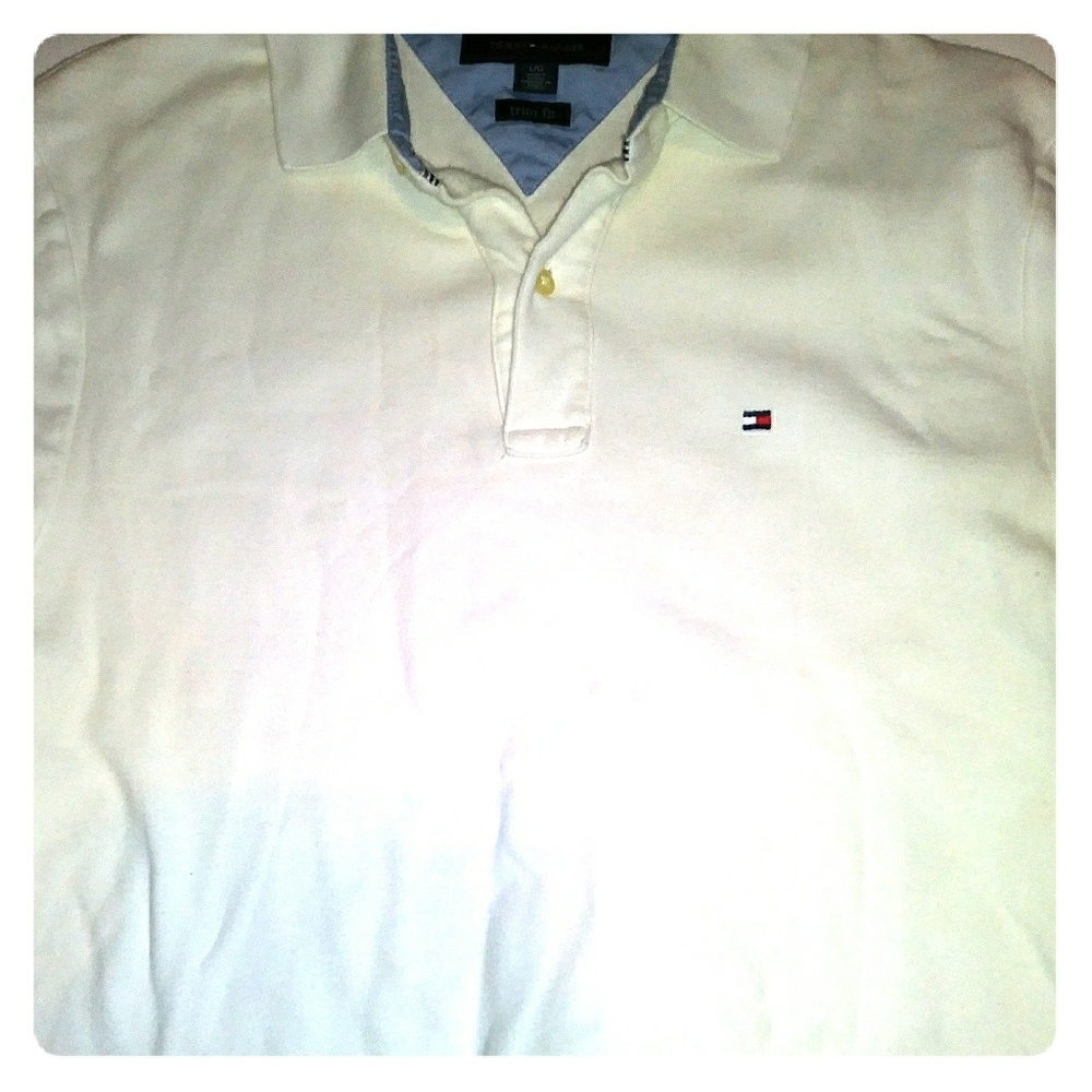 White tommy hilfiger shirt size L
